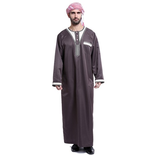 Saudi Men's Thobe Jubba Dishdasha Thawb Thoub Men Muslim Kaftan Arab Men Robe - Picture 11 of 34