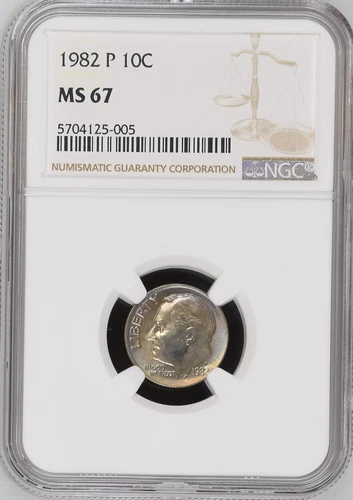 1982-P  10C Roosevelt Dime NGC MS67  5704125-005
