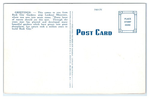 Schwenkbare Brücke in Rock City Gärten auf Aussichtspunkt Berge Tennessee Postkarte - Bild 2 von 2