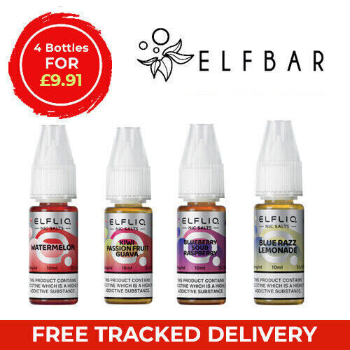 ELFLIQ by ELF BAR Nic Salt 10ml E Liquid 10mg 20mg Vape Juice | 4 FOR £9.99! - Picture 1 of 22
