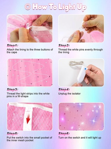Princess Dress Up Clothes for Girls 3 4 5 6 Years Old Light Up Princess Cape ... - Picture 5 of 8