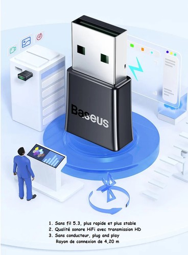 BASEUS BA07 - Adaptateur USB Bluetooth 5.3 - Dongle - Wireless Adapter - Photo 2/15