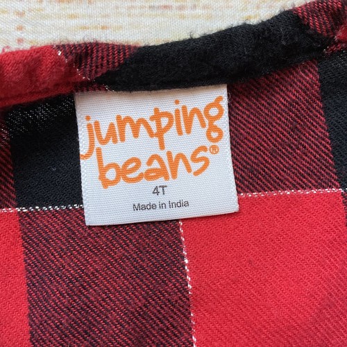 Jumping Beans Girls 4T Metallic Red & Black Buffalo Check Flannel Shirt Blouse - Picture 3 of 4