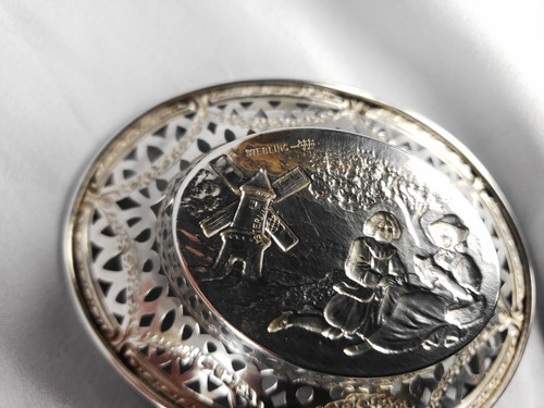 LOOK! - SET OF 6 STERLING SILVER NUT DISHES W/ DUTCH WINDMILL DESIGN - HOLLAND - Picture 9 of 9