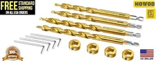 4 Piece HOWOD Pocket Hole Drill bit Professional Set 3/8” stepped drill Jig