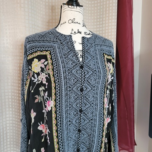 Johnny Was Embroidered Black Top - Size Small - Picture 2 of 11