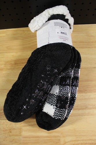 Calcetines de cabina forrados de felpa de chenilla difusa Muk Luks para mujer-2 Pr-Buffalo/negro-L/XL - Imagen 2 de 4
