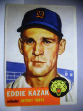 1953 TOPPS # 194 EDDIE KAZAK BASEBALL CARD