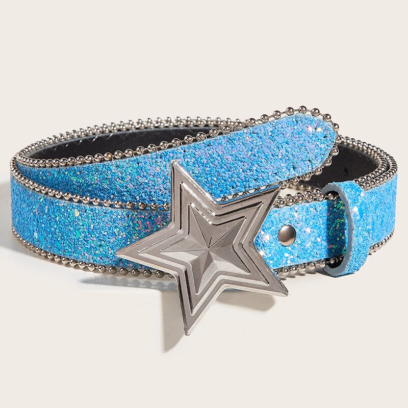 Donna Paillettes Perline Corsetto Cintura Stella Fibbia Pantaloni Abito Decor - Immagine 2 di 4