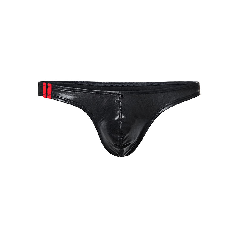 Men Faux Leather Shiny Lingerie G-string Low Rise T-back Thongs Underwears Brief - Bild 10 von 17
