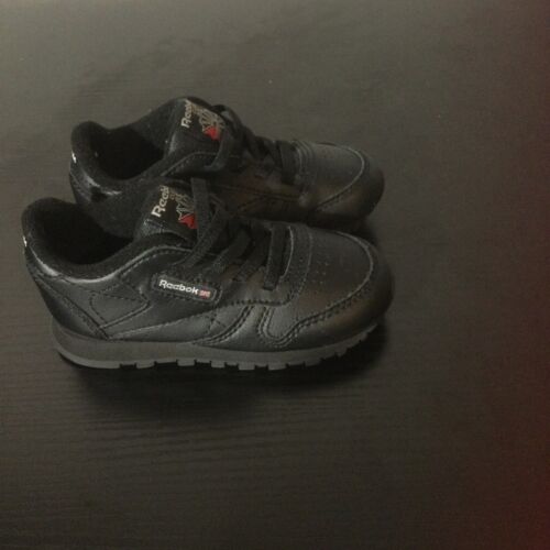 Reebok Classic Leather Sneakers Black Natural Rubber Sole Toddler 7 - Picture 3 of 7