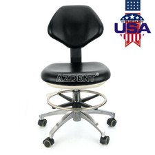 PU Leather Medical Dental Stool Doctor Assistant Mobile Chair Adjustable Black