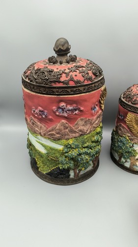 Rare Set Of 3 “Bless Our Home” Guardian Angel Collectible Canisters- VTG Holiday - Picture 5 of 13