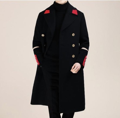 Men's Fashion Lapel Double Breasted Trench Coat Jacket Outwear Overcoat - Picture 12 of 13