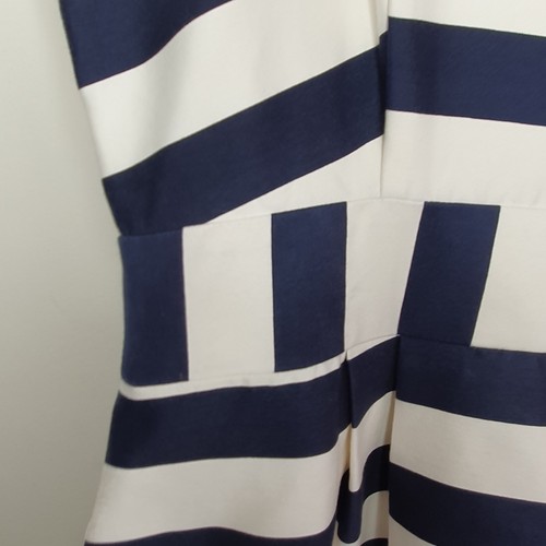 Phase Eight Silk Dress fit & flare white blue stripe wedding party UK 16 NEW - Picture 6 of 16