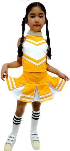 Kinder/Mädchen Cheerleader-Kostüm/Kleid/Dress Fasching Gelb/Weiß Gr. 98-182 - Picture 6 of 12