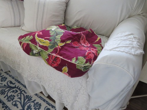 Impresionantes fundas de cojín vintage de tela de corteza Florida Beach Bungalow floral sobre vino - Imagen 9 de 14