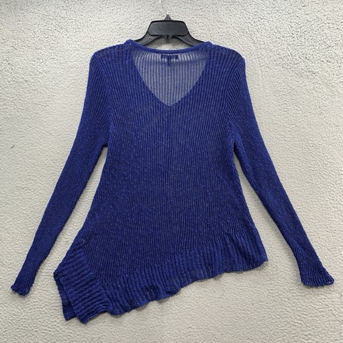Eileen Fisher Women’s Size PL Blue Linen Blend Asymmetric Lagenlook Sweater Top - Picture 9 of 12