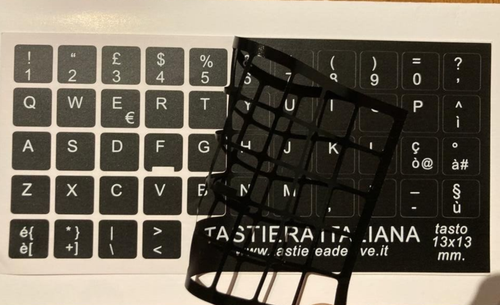 Adesivi Stickers Tastiera Keyboard Notebook Layout ITALIANO (1 Kit) mm. 13x13 - Foto 3 di 6