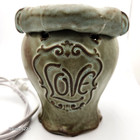 Full-Size Wax Warmer Green Brown Love Valentines 6"x5.25" EUC