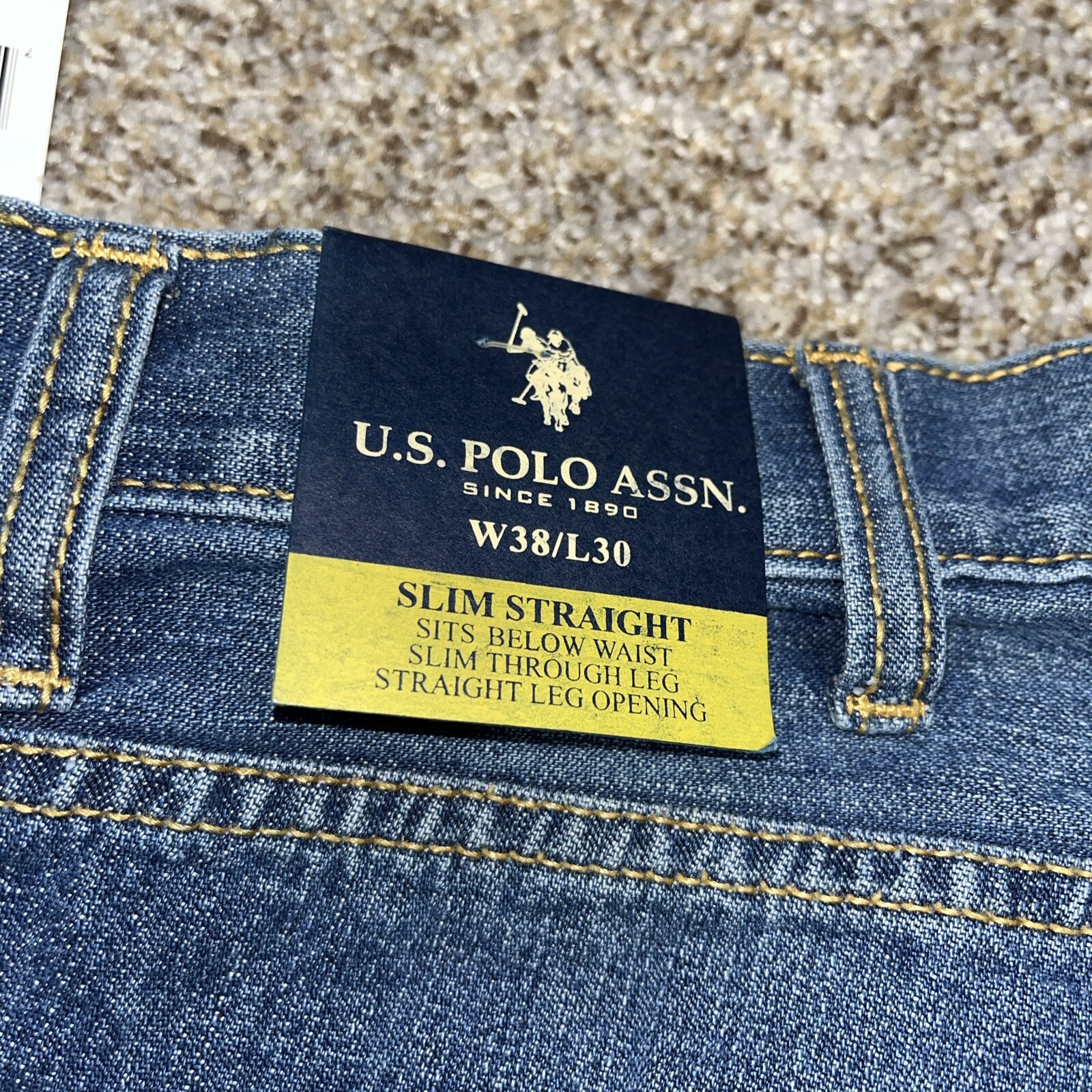 US Polo Assn. Men's Size 38x30 (37x30) Slim Straight Jeans Blue Denim NEW - View 13