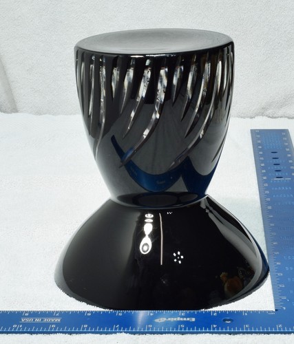 Dunkellila geschliffenes klares Kristallkunstglas 8,5" Vase schwer handgefertigt in Polen. - Bild 7 von 11