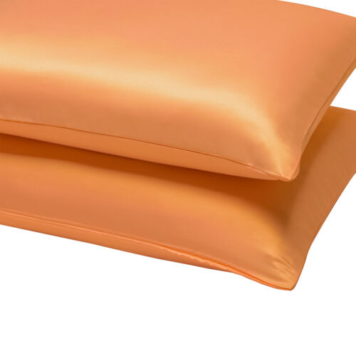 2 PCS Ultra Soft Satin Pillowcase with Zipper Closure Silky Cooling Pillow Cover - Picture 86 of 147