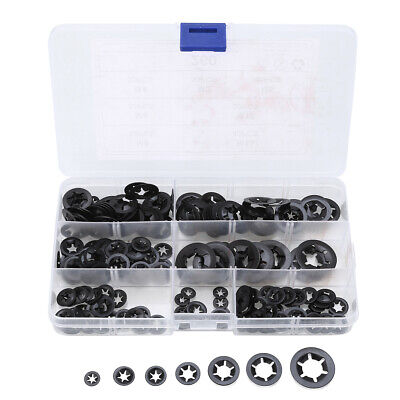 260PCS//Box Metal Starlock Push-on Locking Washer Fastener Star Nut Assorted Kit