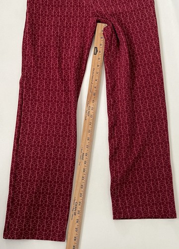 Betabrand Women Sz L Long Straight Leg Dress Yoga Pants Stretch Red Geometric - Picture 13 of 15