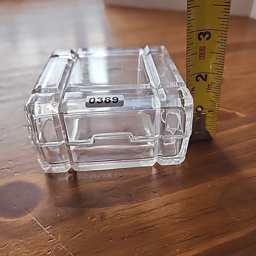 Vintage Glas abgeschrägt Schmuck Zigarettenschachtel Art Deco klar quadratisch Puzzle Verschluss - Bild 17 von 21