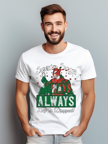 Santa Says Always Keep it Wrapped - Lustiges Weihnachts T-Shirt! Unisex Bedrucktes Desi - Bild 12 von 45