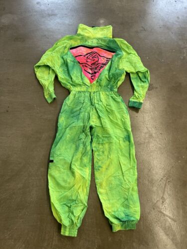 Sims Pure Juice Mens Vintage Rare Bright Green Tie Dye Unlined Snowboard Suit XL - Picture 2 of 11