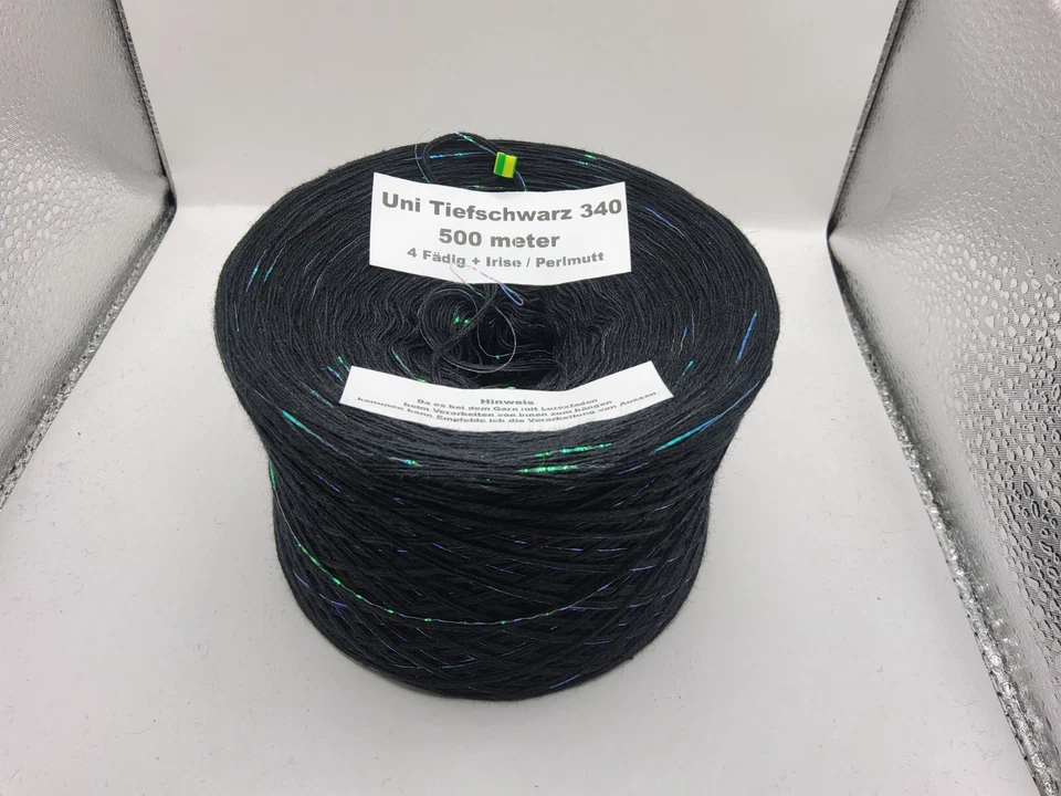 1,40EURO/100 m Bobbel Tiefschwarz 4 Fädig + Irise Perlenglanz Farbverlaufsgarn - Bild 2 von 3