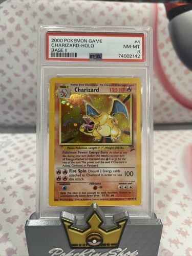 Pokémon TCG Charizard Base Set 2 4/130 Holo Unlimited Holo Rare PSA 8! - Picture 3 of 3