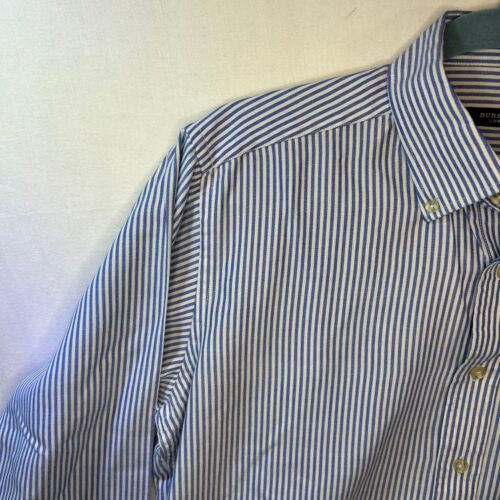 Burberry London Mens 40 (Med?) Shirt Button Down Blue Striped Logo Long Sleeve - Picture 3 of 12