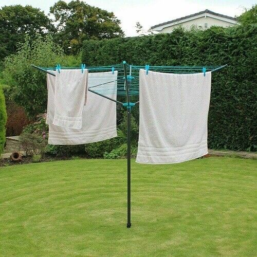 Aireador giratorio de 50 m 4 brazos ropa lavadora línea secador de aire plegable jardín - Imagen 2 de 8