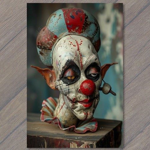 POSTCARD Circus Clown Freak Show Oddity Strange Weird Unusual Makeup Side Fun - 第 1/1 張圖片