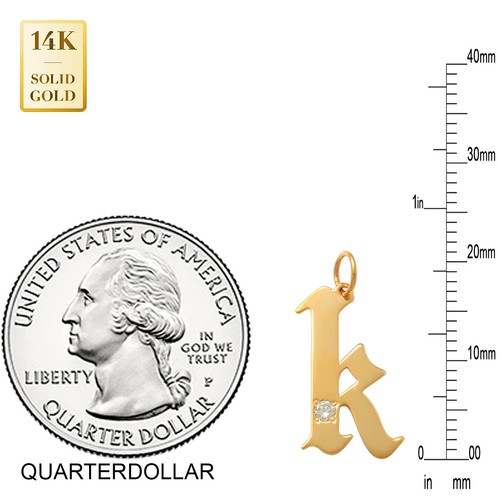 Dije Dije Dije Letra Alfabética Inicial Gótica Diamante Oro Sólido 14K REAL - Imagen 88 de 190
