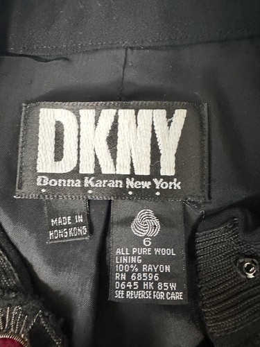 Vintage DKNY Military Style Wool Jacket with Embroidered Details in Black Size 6 - Picture 4 of 24