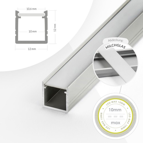 Alu LED Profil Aluminium Leiste Eloxiert Streifen Beleuchtung Kanal Aluprofil - Bild 18 von 57