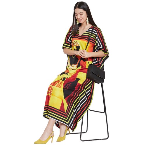 Women Casual Maxi Long Kaftan Kimono Sleeve Plus Size Dresses V Neck Nightgown - Picture 90 of 642