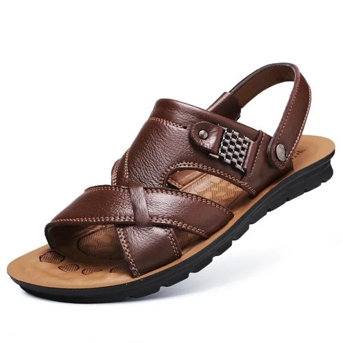 Bequeme Wanderschuhe Römer für Herren Sandalen Sommer Leder klassische Hausschuhe - Bild 1 von 11