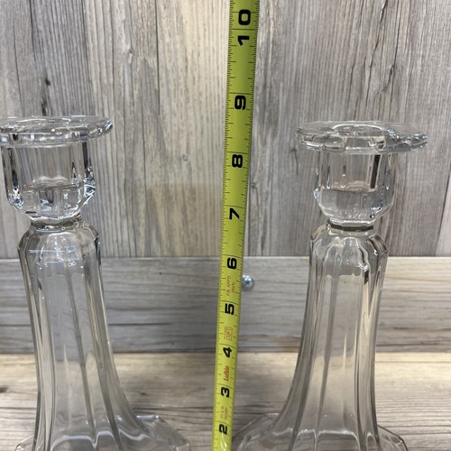 Set of 2 Vintage Crystal Glass Candlestick Candle Holders 8.5” Tall - Picture 3 of 4