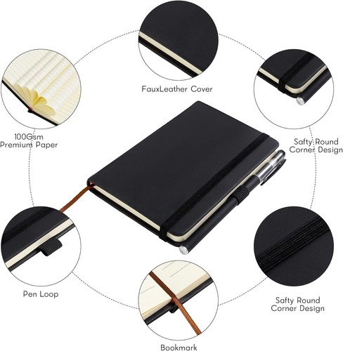 2Pack Pocket Small Notebook Journal Notebook 4 x 5.7 Inches 200 Pages Leather Co - Picture 5 of 8