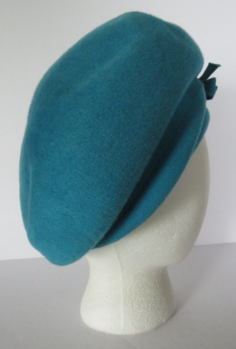 Vtg Henry Pollack Glenover Pillbox Hat Size Large Turquoise Wool Fashion MCM - Picture 3 of 7