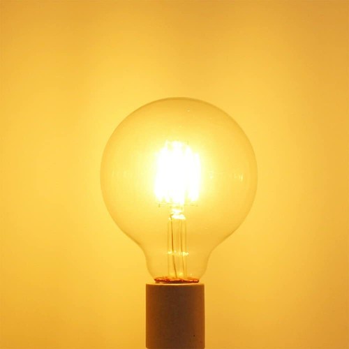 LED Vintage Edison Bulb G95 6W, Globe Bulb, E26 Base, Warm White 2700K, 110-120V - Picture 4 of 5