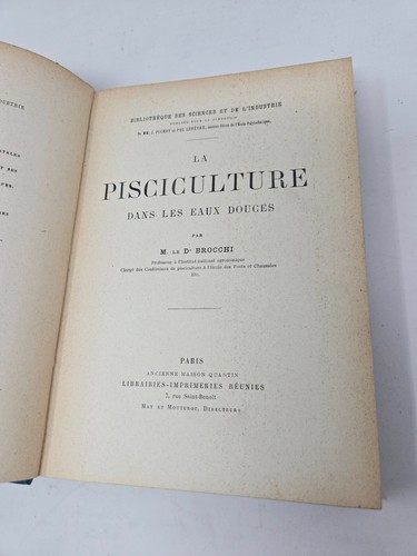 1900 La Pisciculture by Dr. Brocchi French Fish Farming Science Book Paris - Picture 6 of 8
