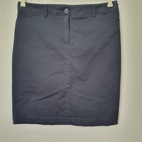 Jacqui-E Womens Skirt Straight Navy Blue Pockets Button Zip Belt Loops Size 14 - 第 8/17 張圖片