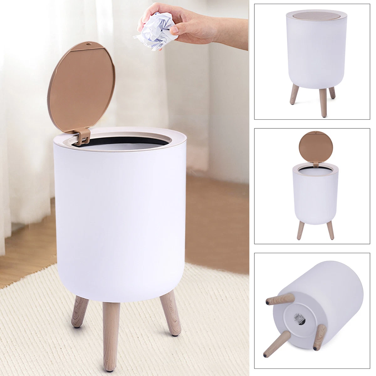 1pc Large Capacity Press Type Trash Can For Home And Office - High-End  Creative Waste Bin For Living Room, Bedroom, Toilet, Bathroom - Convenient  And