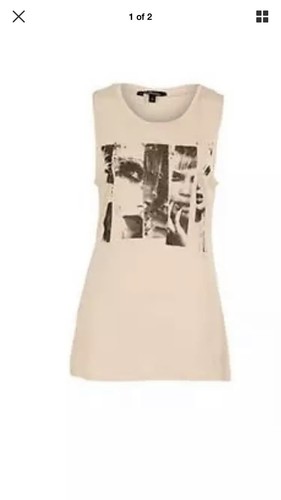 USC Top T-Shirt Tank Größe S 8-12 Akt Rouge Gesicht Ärmel Übergroßes Top Neu - Bild 3 von 12